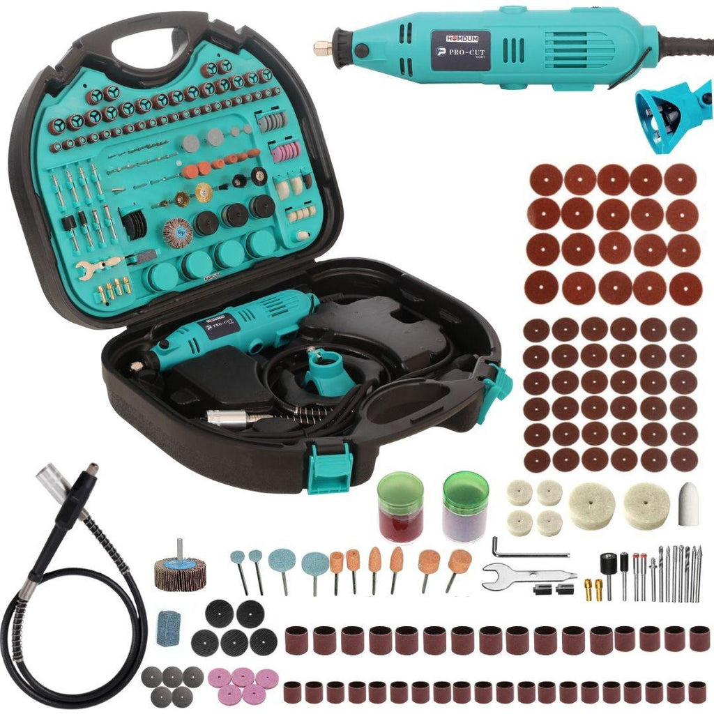 Homdum Multifunctional Mini Rotary Die Grinder Kit with Flexible Shaft and 252 Pieces of accessories.