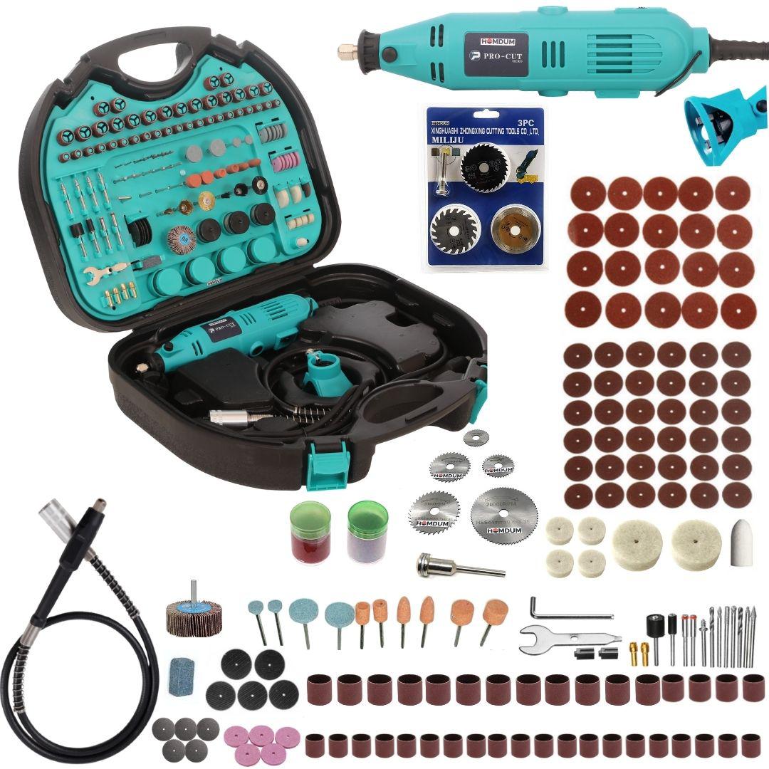 Homdum Multi functional Mini Rotary Die Grinder Kit with Flexible Shaft and 252 Pieces of accessories + 3 PCs Mini Multi Circular Saw Blade + 6 Pcs Mini Circular HSS Saw Blade