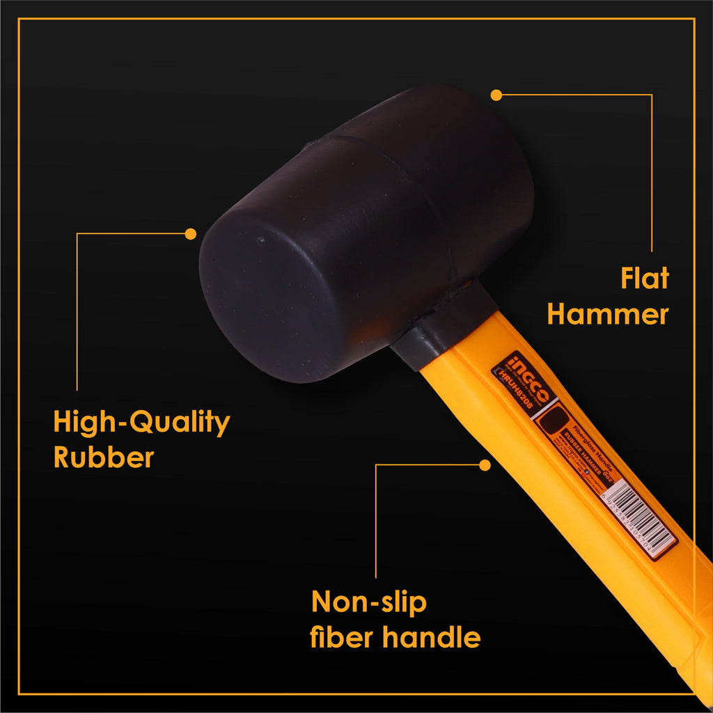 Rubber Mallet with Wood Handle, 8OZ, Black, Light weight and High Qual