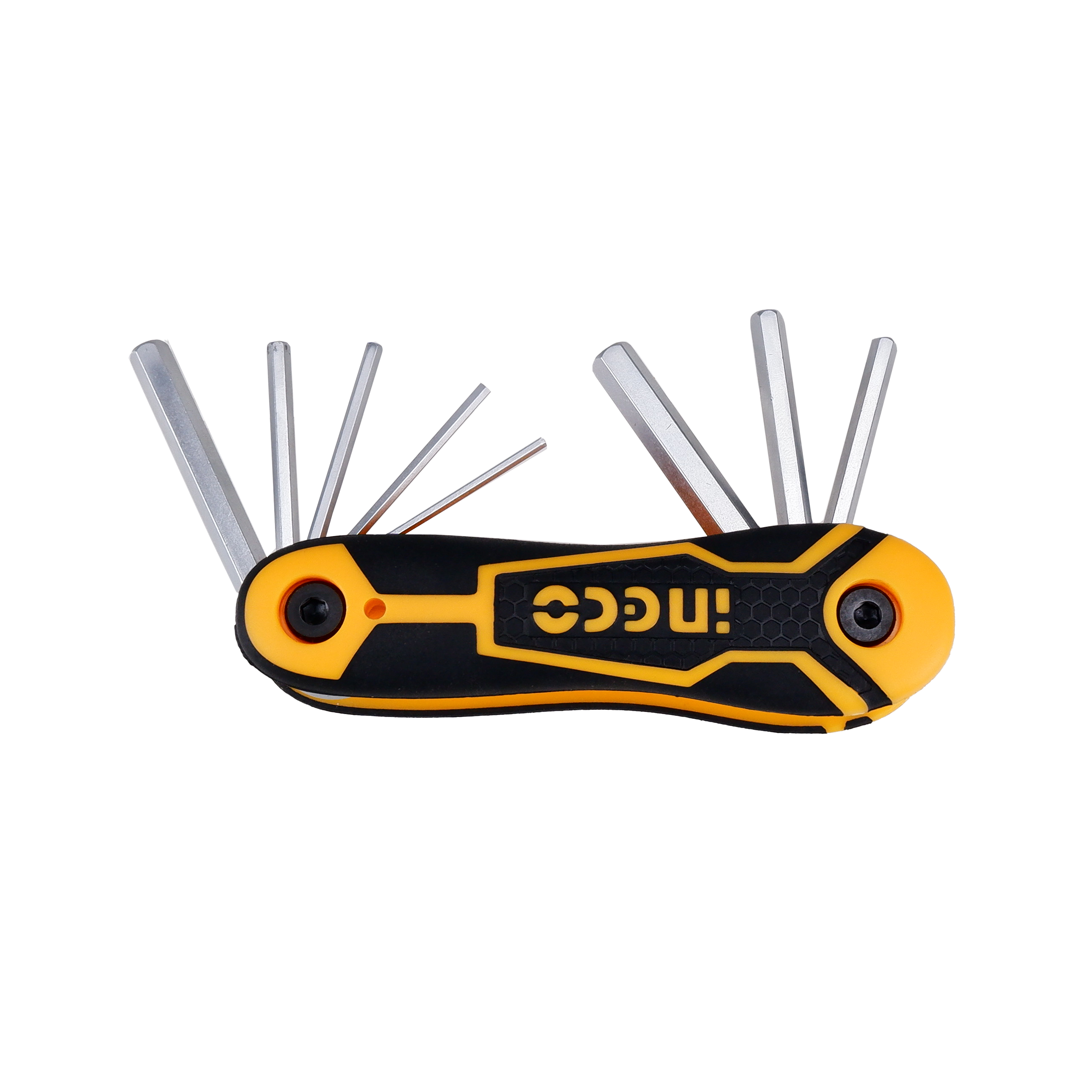 Homdum 8 in 1 INGCO Professional Folding Multi-Purpose Hex Key Wrench set ergonomically designed rubberized grip Set Allen key Made of CRV Steel metric sizes 2 mm to 8 mm