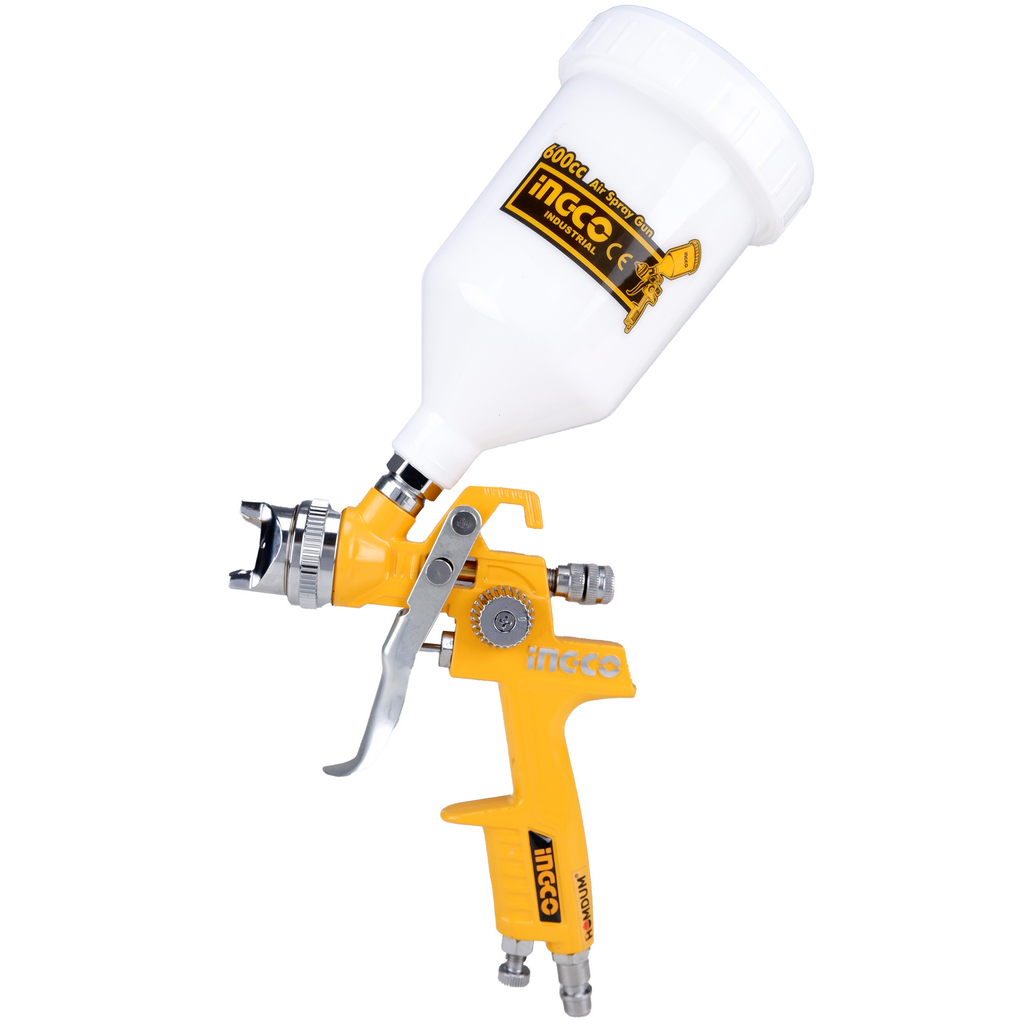 Homdum 600 ml INGCO Paint Spray Gun - Pneumatic (Air Powered) - 1.4mm Stainless Steel Nozzle - Gravity Feed Cup
