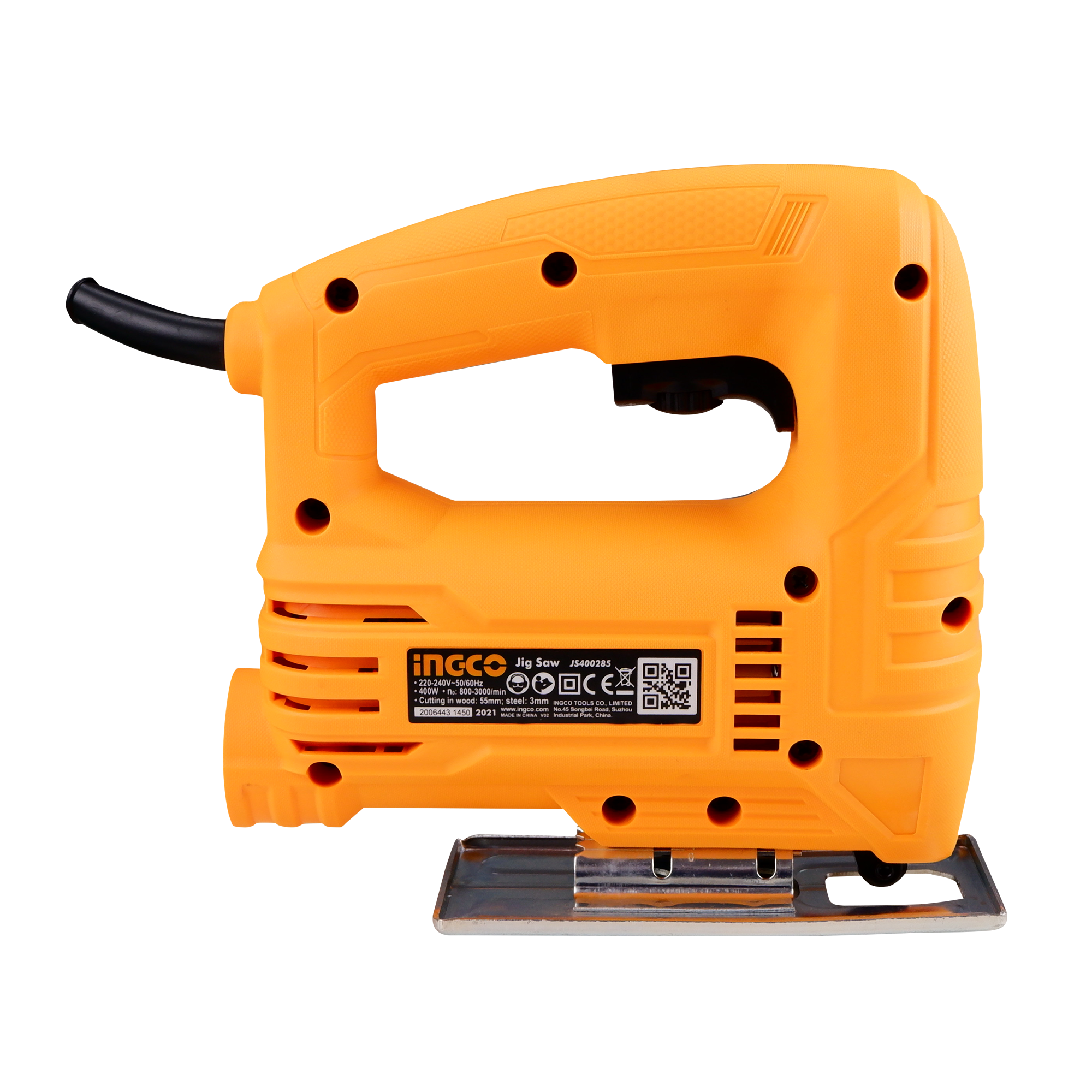 Homdum Jigsaw machine for wood cutting INGCO - Powerful 400W -Variable speed 800-3000 Rpm - cutting Angle 45 degree- 1pc fast cut jig saw blades.