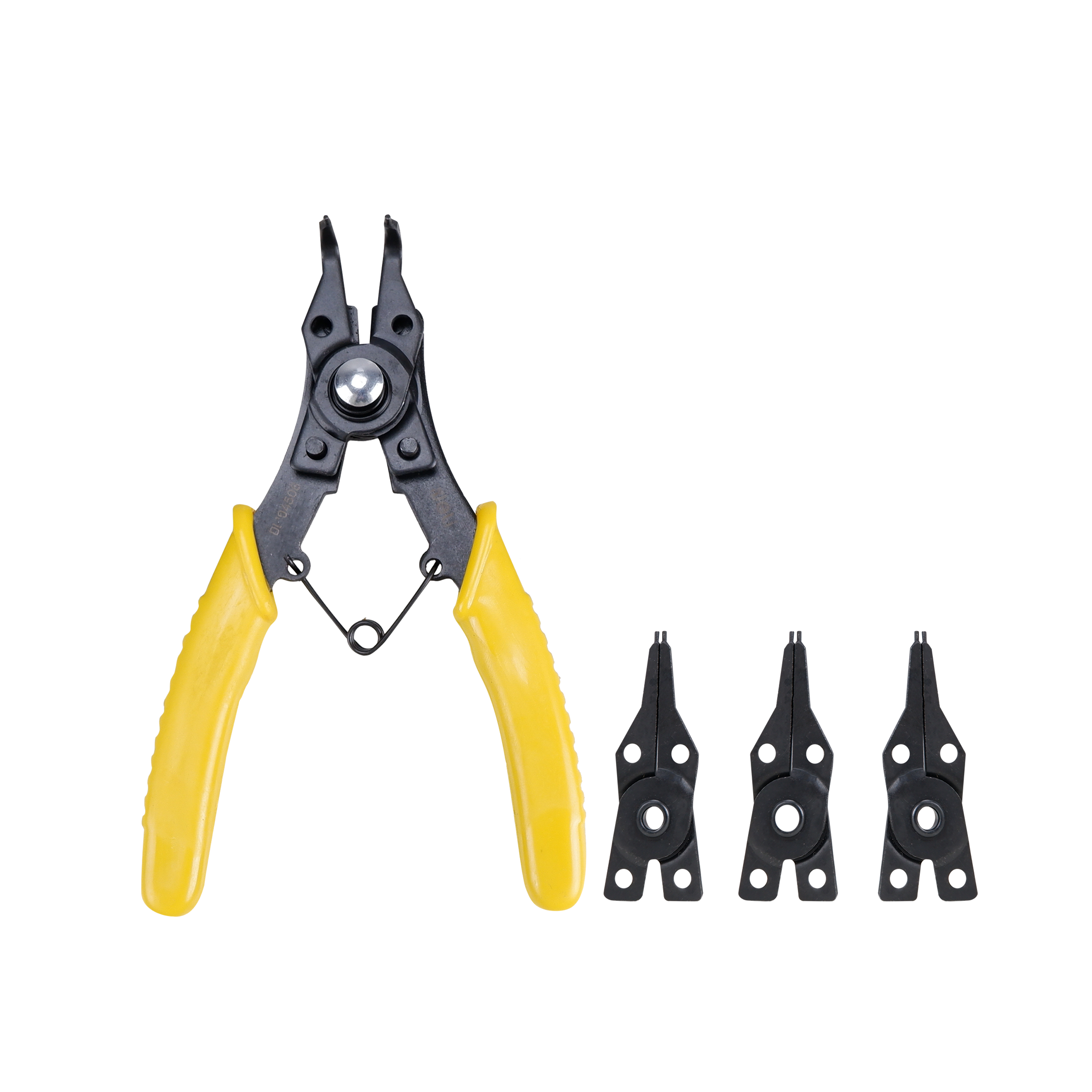 Homdum 5 in 1 Circlip Plier Set Deli Combination Interchangeable Retaining Tool Kit for External & Internal Circlips 4 pc two way Multiple Jaws size 6” inch Snap Ring Pliers for 10 to 25 MM Circle Clip