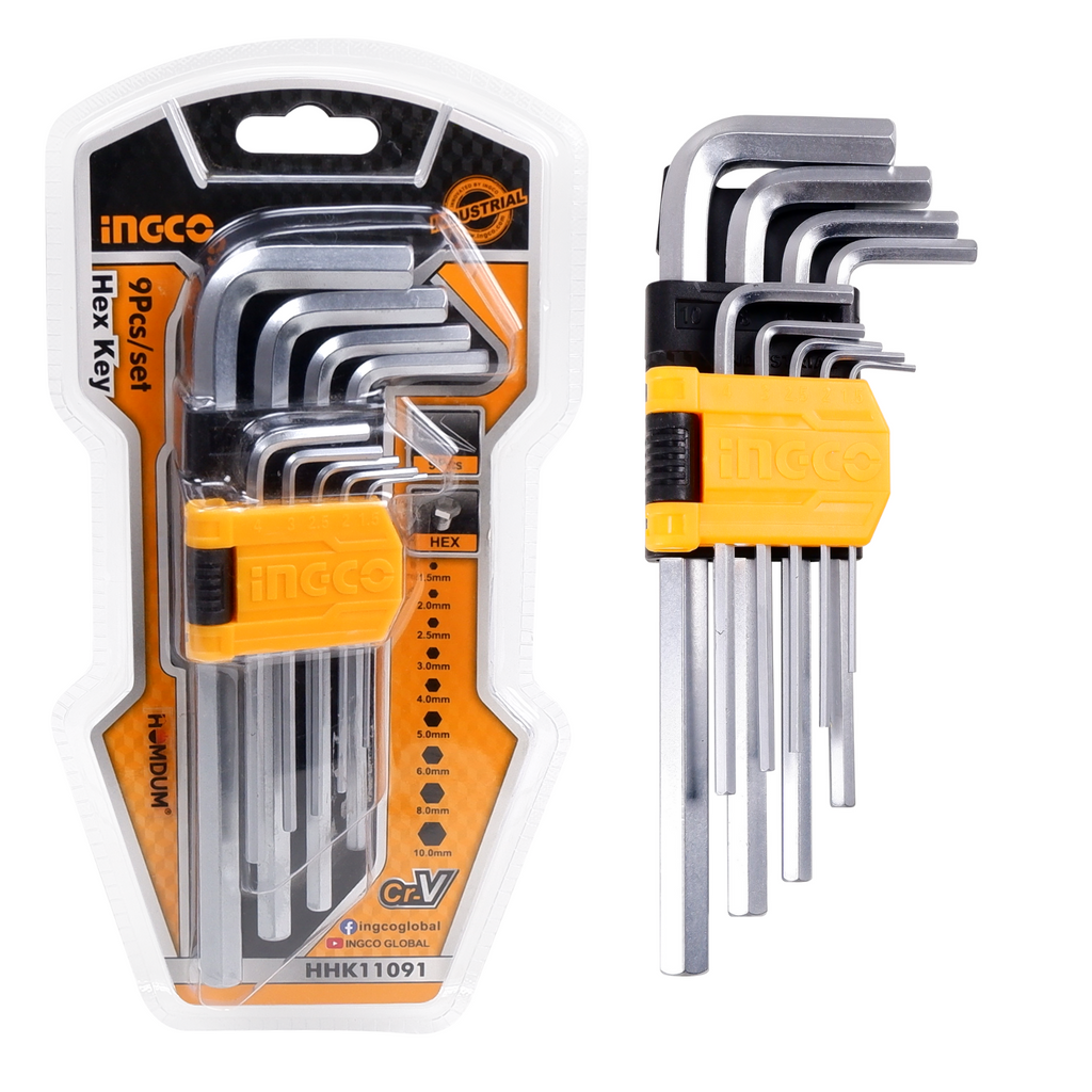 Homdum 9pc Hex key Set L-Shaped Metric Hexagon Allen Keys Wrench short Arm CRV Steel Allen Keys metric sizes 1.5 mm to 10 mm